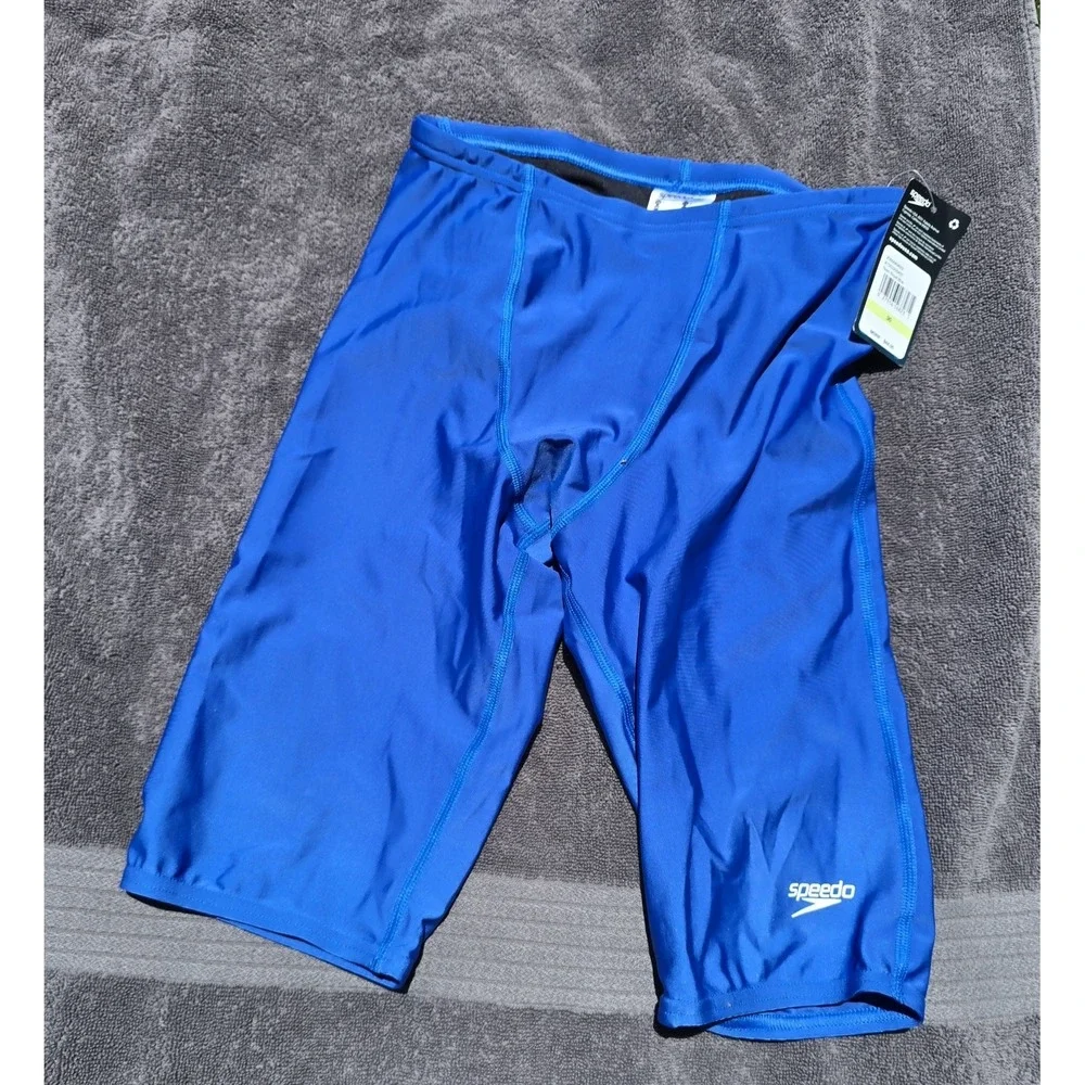 Speedo Men's Peacoat Blue Solid Jammer Swimsuit Size 30
